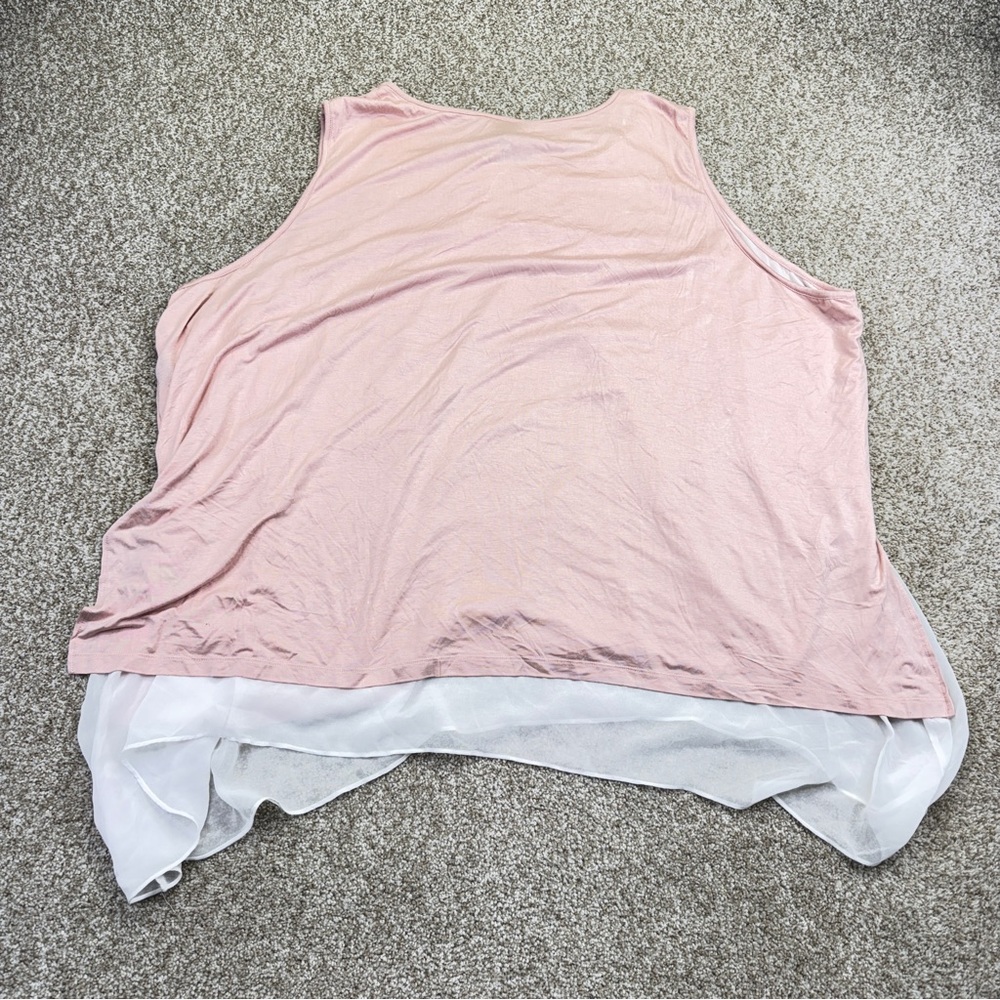 Worthington Light Pink White Layered Tank Top Womens Size 5X - Picture 5 of 13